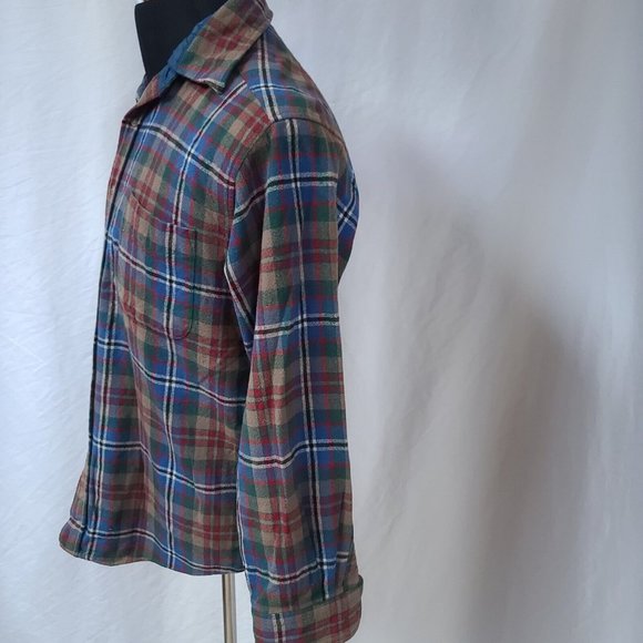 Vtg Pendleton Mens Medium Brown Stripe Long Sleeve Button Wool Flannel Shirt - Picture 5 of 12